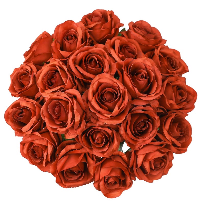 JUSTOYOU 10Pcs Artificial Roses Flowers, Realistic Blossom Roses, Real Touch Silk Rose, Single Fake Flower Long Stem Bouquets for Home Wedding Party Decoration - Image 1